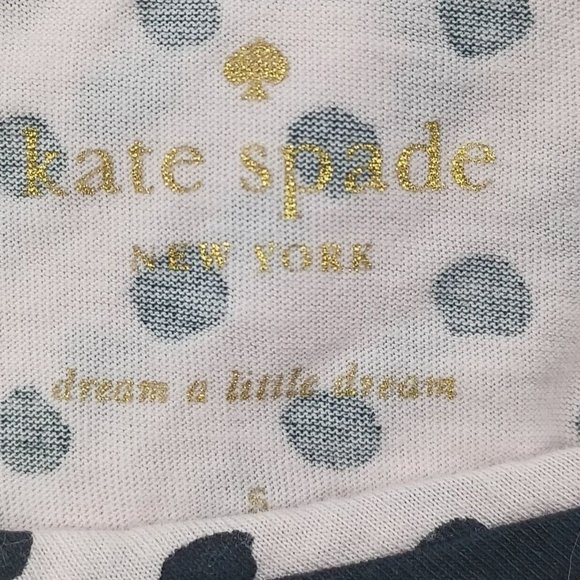KATE SPADE Sz S Dream A Little Dream Polka Dot Pink Night T Pocket Casual Lounge - Picture 11 of 13